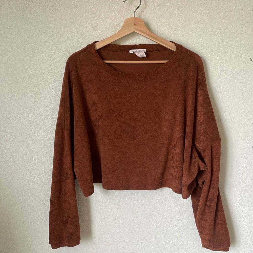 Cropped Brown Longsleeve Sweater - Picture 1 of 4